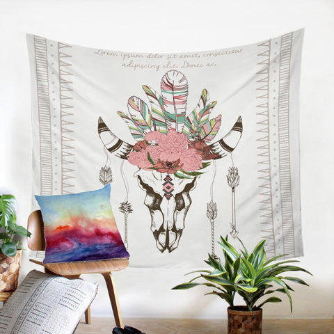 Image of Bull Head Skull Tapestry