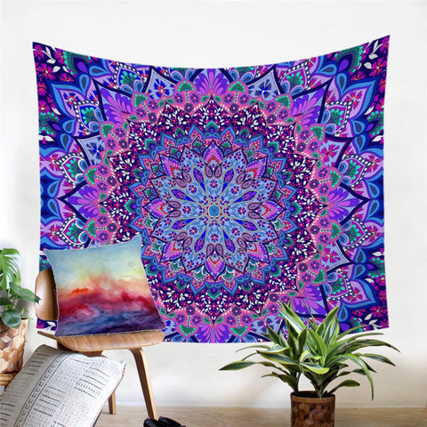 Image of Purple Glowing Mandala Tapestry