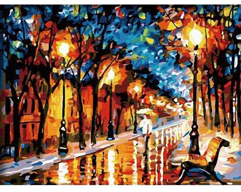 Image of Walking In Rain Painting By Numbers Kit