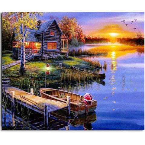 Image of Sunset Landscape DIY Painting By Numbers Kits For Adults