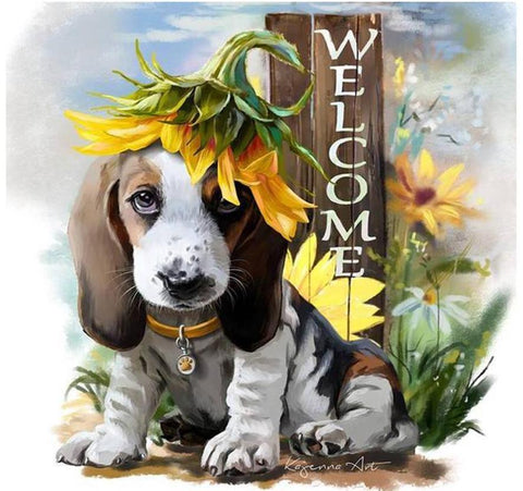 Image of Welcome Dog Square Diamond Painting Kit
