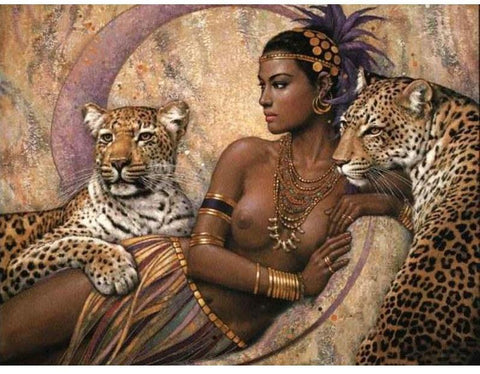 Image of Wild Animals And Girl Diy Painitng By Numbers