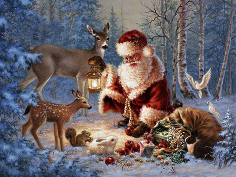 Image of Painting By Diamond Kit Full Square Santa At Christmas 3D