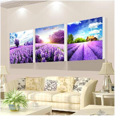 Image of HUACAN DIY Lavender Manor Diamond Painting Needlework Craft Full Square Diamond Embroidery Scenic Living Room Decor Lover Gifts