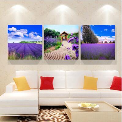 Image of HUACAN DIY Lavender Manor Diamond Painting Needlework Craft Full Square Diamond Embroidery Scenic Living Room Decor Lover Gifts