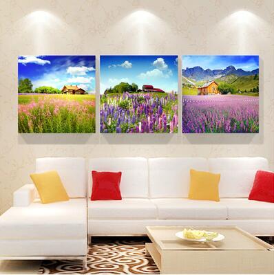 Image of HUACAN DIY Lavender Manor Diamond Painting Needlework Craft Full Square Diamond Embroidery Scenic Living Room Decor Lover Gifts