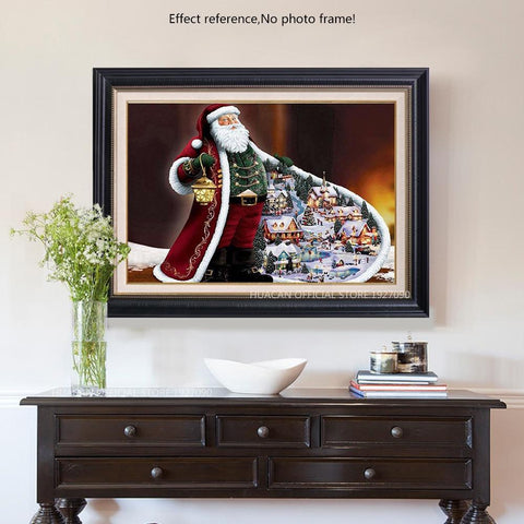 Image of Painting By Diamond Kit Square Santa Claus Visiting At Christmas