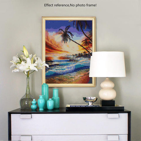Image of Painting By Diamond Kit Square Sunset By The Sea 3D