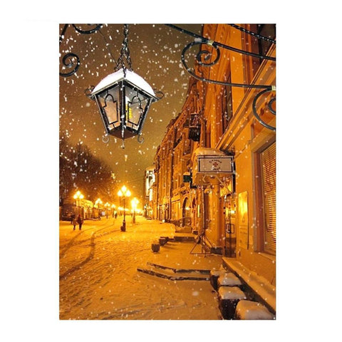 Image of Huacan Diamond Mosaic Snow Landscape Patterns Rhinestone Cross Stitch Wall Decor 5D Diamond Embroidery Painting Sale Needlework