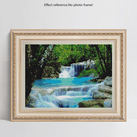 Image of Painting By Diamond Kit Square 3D Landscape Waterfall