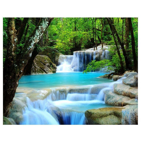 Image of Painting By Diamond Kit Square 3D Landscape Waterfall