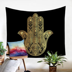 Golden Art Hamsa Hand Tapestry