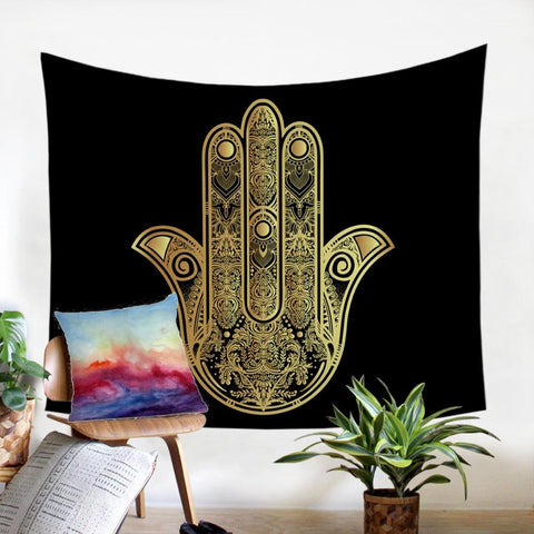 Image of Golden Art Hamsa Hand Tapestry