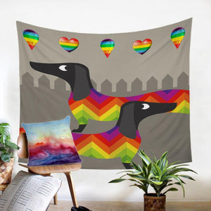 Cute Dachshund Sausage Tapestry