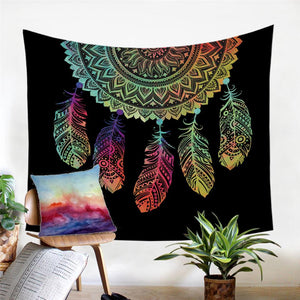 Colorful Feathers Art Tapestry