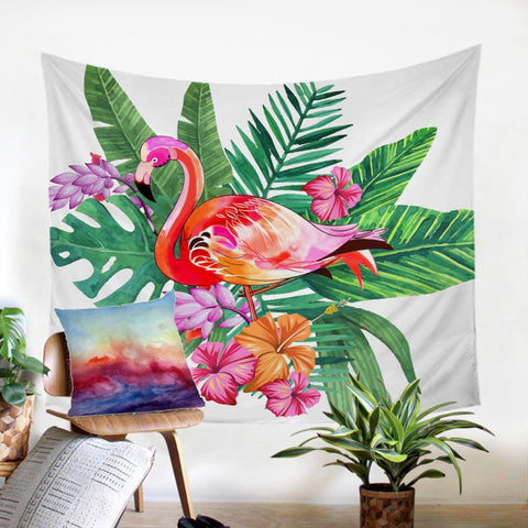 Image of Flamingo Floral Tapestry