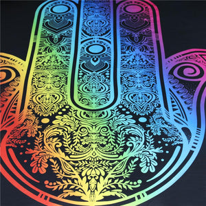 Hamsa Hand Tapestry Boho Rainbow