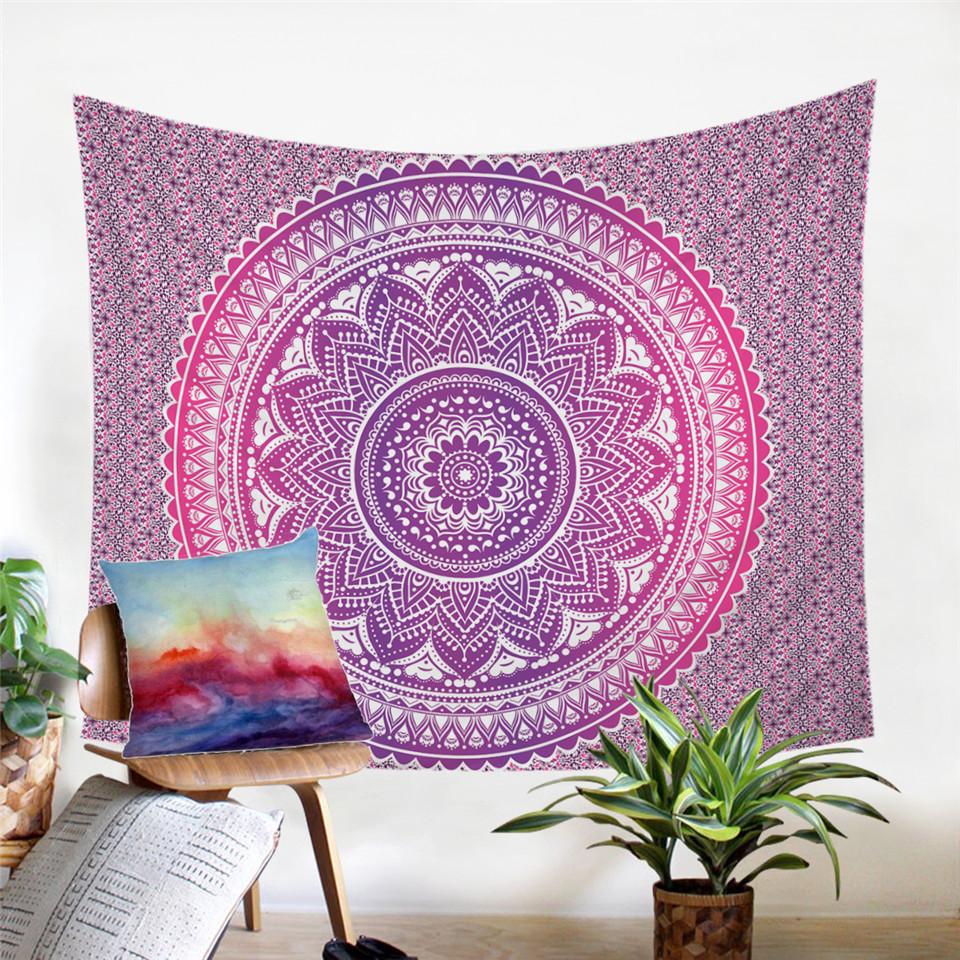 Pink Mandala Flower Tapestry