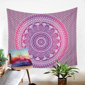 Pink Mandala Flower Tapestry