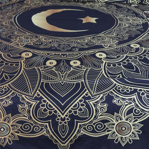 Golden Star Moon Tapestry