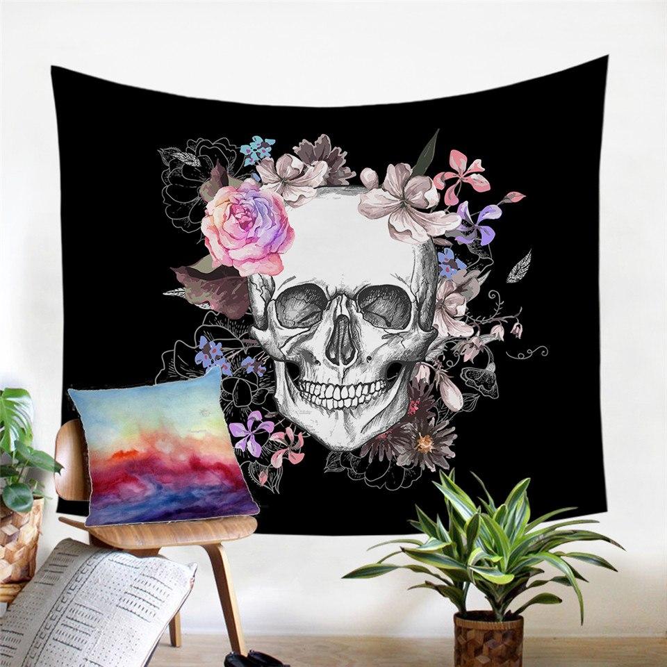 Skull and Floral Tapestry