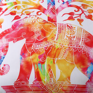 Colorful Tree Art Elephant Tapestry