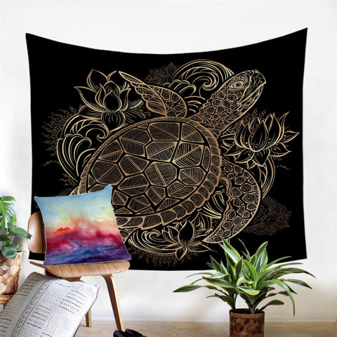 Image of Golden Turtles Tapestry