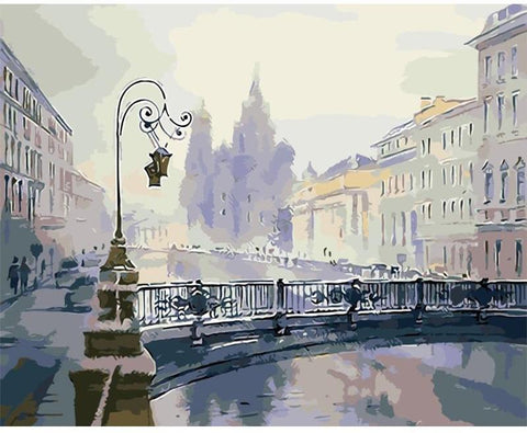 Image of Painting By Numbers Kit Bridge In The City