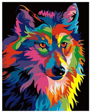 Colorful Wolf Animal DIY Painting By Numbers Kit