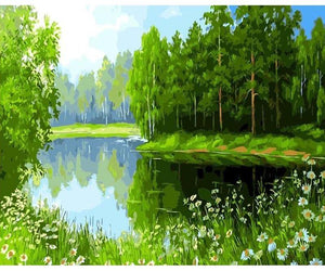 Green Lake Landscape Painting By Numbers Kit