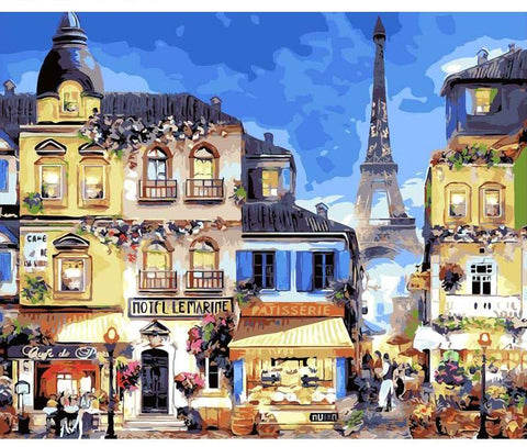 Image of Nostalgic Paris At Night Painting By Numbers Kit