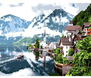 Town By The River Painting By Numbers Kit