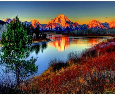 Image of Mountain Lakeside Painting By Numbers Kit