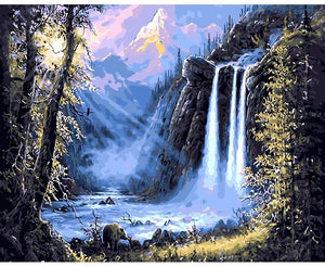 Mountain Waterfall Landscape Painting By Numbers Kit