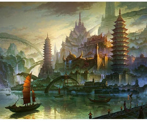 Pagodas At Night Painting By Numbers Kit