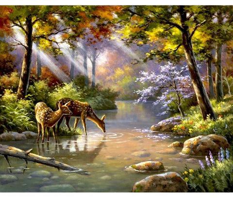 Image of Deers In The Forest Paint By Numbers Kit