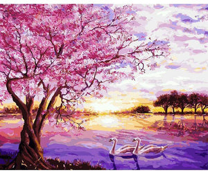 Painting By Numbers Kit Blossoming Purple Trees