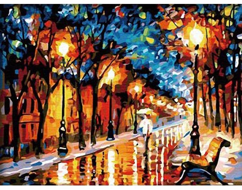 Walking In Rain  Painting By Numbers Kit