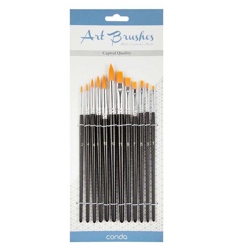12pcs Nylon Hair Paint Brush Set Artist Brush