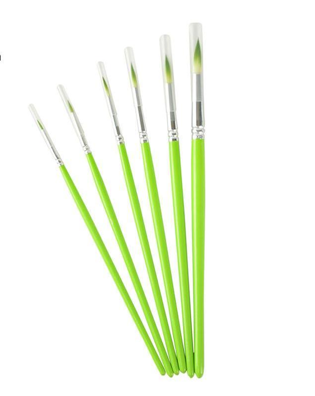 6 Pc Artists Paint Brush Set For Minature Detail Round Pointed Tip