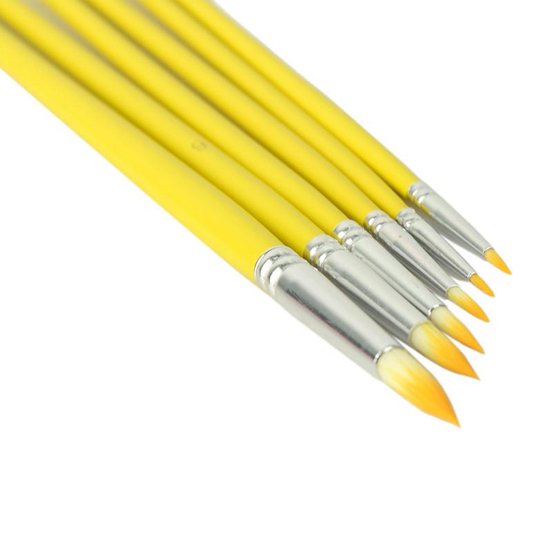 6 Pc Artists Paint Brush Set For Minature Detail Round Pointed Tip
