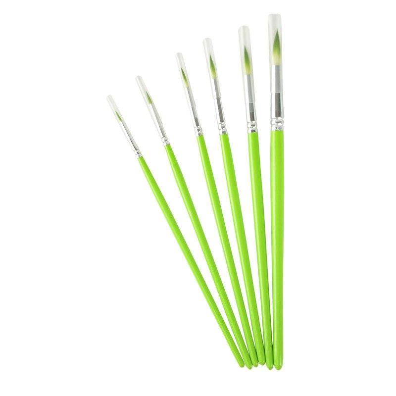 6 Pc Artists Paint Brush Set For Minature Detail Round Pointed Tip