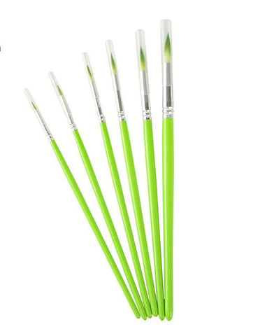 Image of 6 Pc Artists Paint Brush Set For Minature Detail Round Pointed Tip