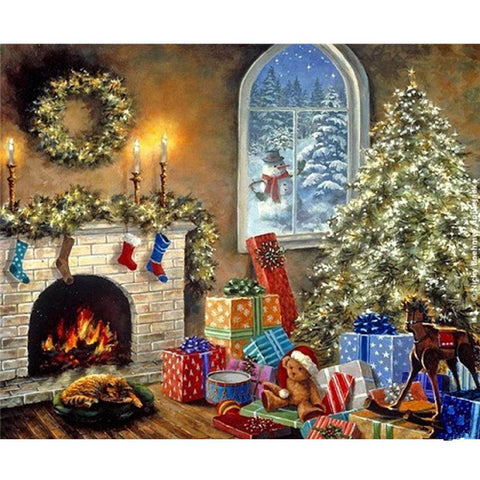 Image of DIY PBN Christmas Arcylic Painting By Numbers On Canvas Framed Wall Pictures Art For Living Room Home Decoration