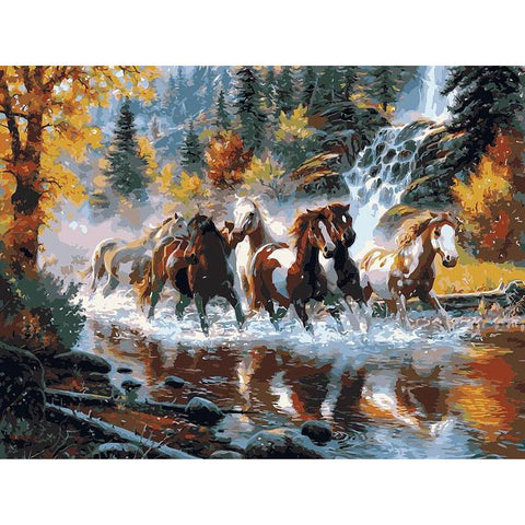 Image of Horse River Animals DIY Painting By Numbers