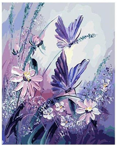 Image of Purple Butterfly DIY Painting By Numbers Kit