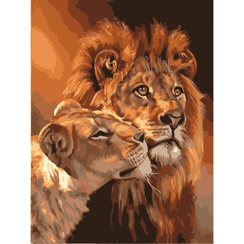 Family Of Lions DIY Painting By Numbers