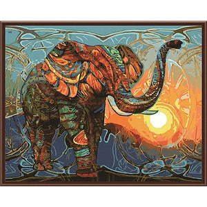 Indian Colorful Elephant DIY Painting By Numbers Kit
