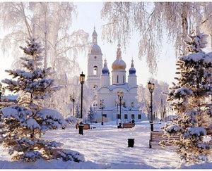 Serenic Snow Scene DIY Painting By Numbers Kit