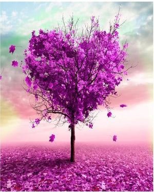 Purple Heart Tree DIY Painting By Numbers Kit